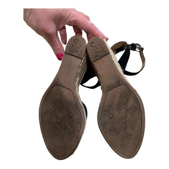 Franco Sarto | Mirage 2 Black Suede Wedge Espadrille sandals women’s 8 - Picture 8 of 10